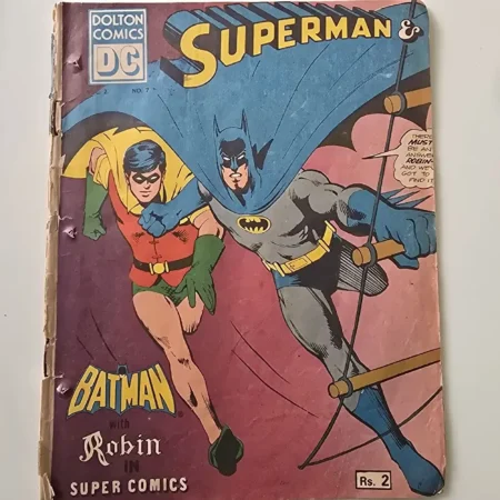 Superman & Batman with Robin in Super Comics comic cover