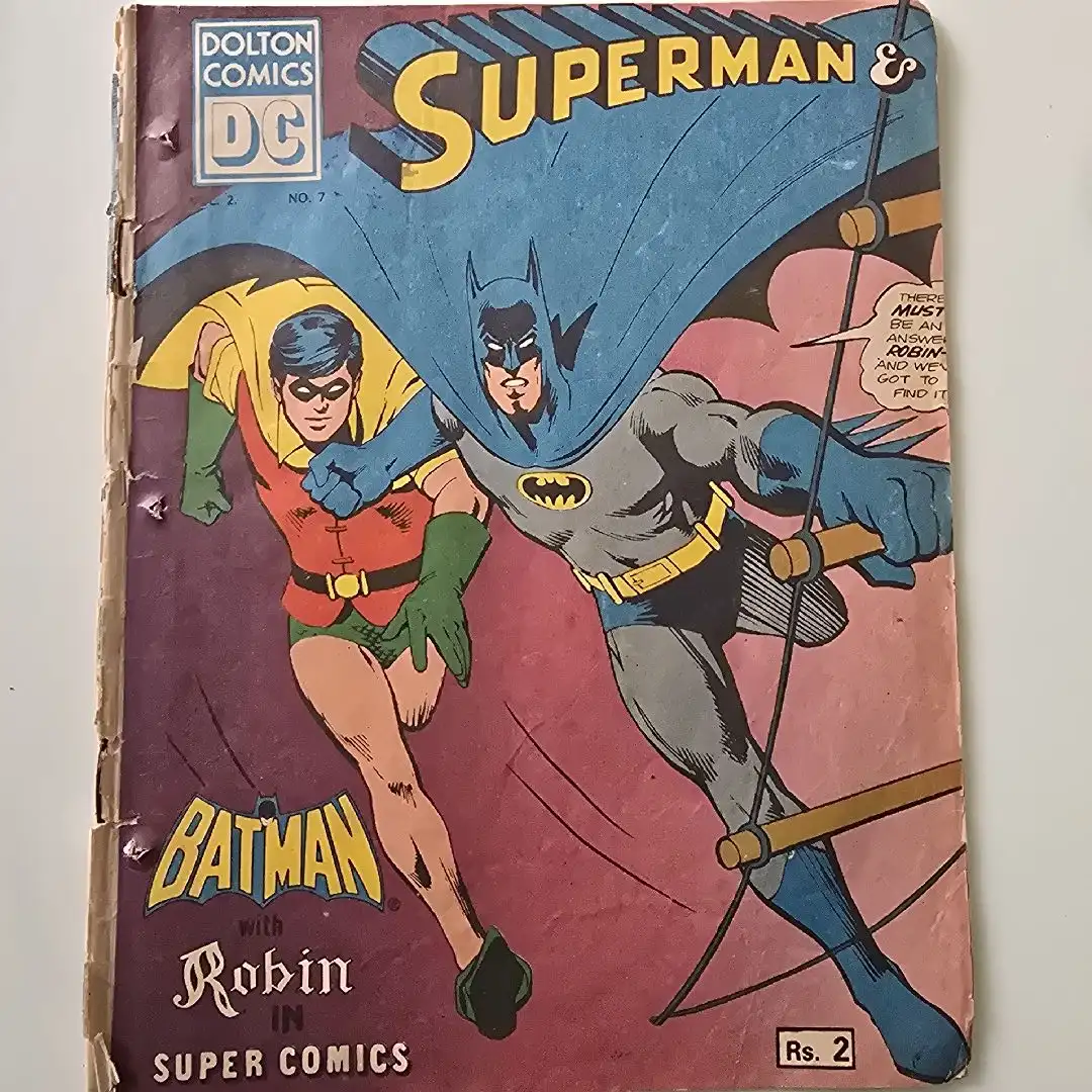 Superman & Batman with Robin in Super Comics comic cover
