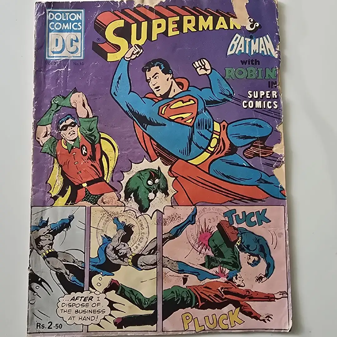 Superman & Batman with Robin in Super Comics comic cover