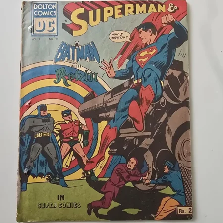 SUPERMAN & BATMAN WITH ROBIN IN SUPER COMICS comic cover